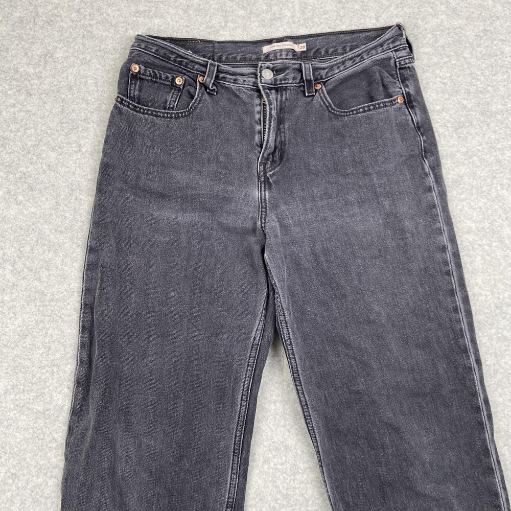 Levi's Low Pro Straight Jeans Womens 28 Charcoal Gray High Rise Denim A0964-0005
